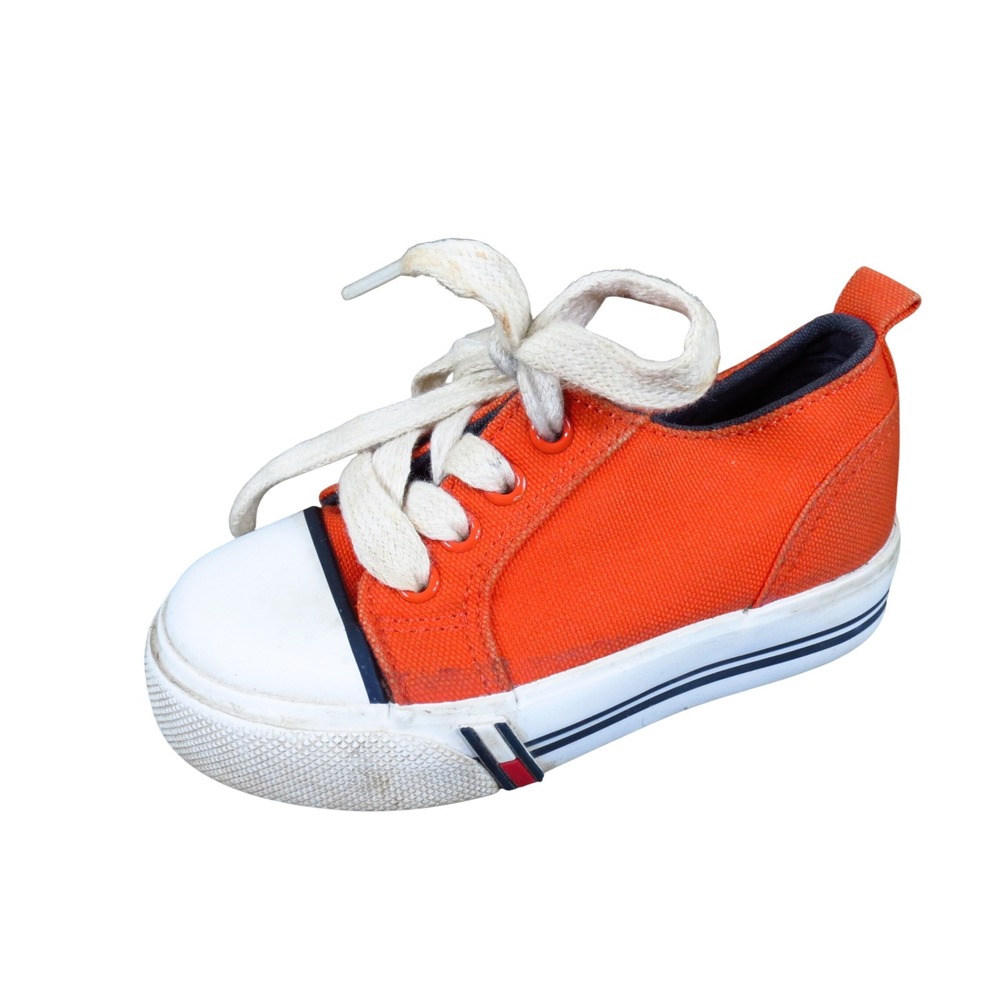 Tommy Hilfiger T33191 Toddler Boys Sneakers Size 6M Daily Wear Orange Canvas